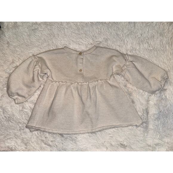 First Impressions Baby Girl Outfit 12M Cream Top Gold Metallic Leggings Set - Picture 2 of 2